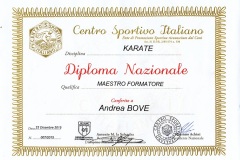 Diploma_CSI_maestro_formatore_karate_Andrea_Bove